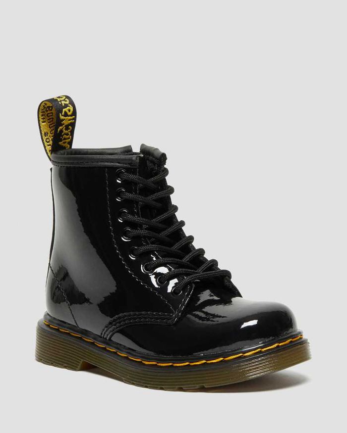 Dr Martens Støvler Barn Svart Toddler 1460 Patent Læder Lace Up 8201TAPER